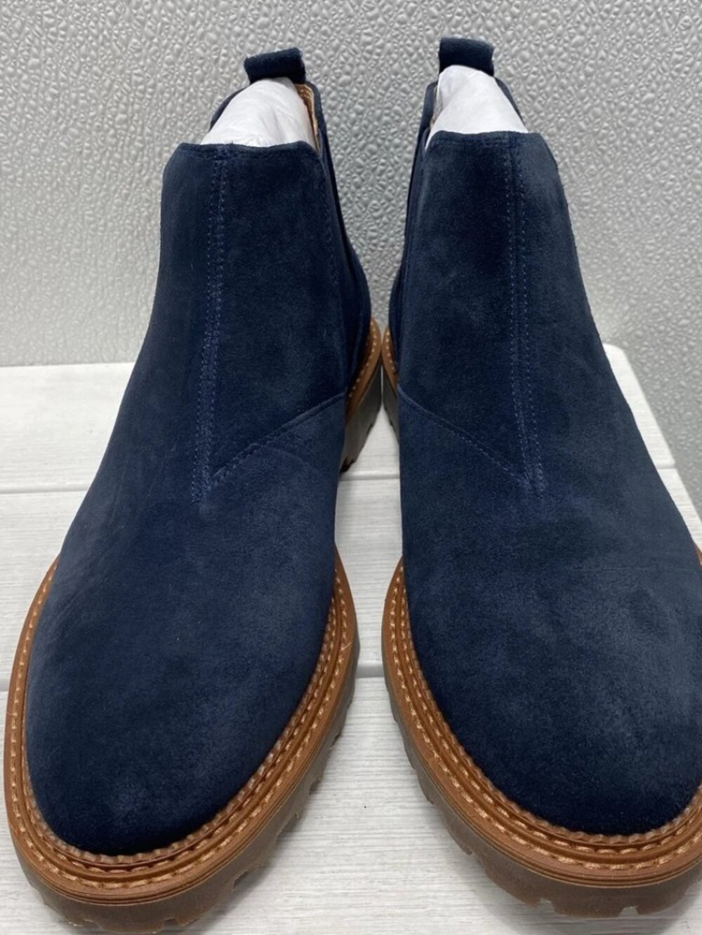 NEW Vintage Foundry Co Mens Size 9 Blaise Chelsea Boots Navy Suede Slip Ons